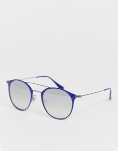 Круглые солнцезащитные очки серого металлического цвета Ray-Ban - Серебряный