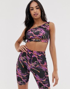 Топ на одно плечо с пряжкой и принтом из комплекта ASOS DESIGN - Черный