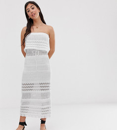 Платье макси в технике кроше ASOS DESIGN Petite - Белый