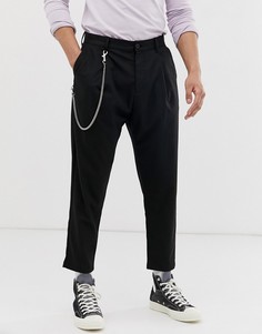 Черные брюки-морковки с цепочкой Bershka - Черный