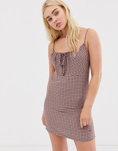 Платье мини в клеточку Pull&Bear - Pacific - Розовый
