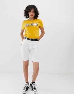 Белые джинсовые леггинсы-шорты Pull&Bear - Белый