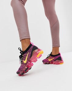 Черно-розовые кроссовки Nike Running Vapormax Flyknit - Черный