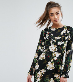 Платье с цветочным принтом и рюшами спереди Boohoo - Мульти