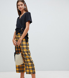 Укороченные брюки горчичного цвета в клетку New Look - Желтый