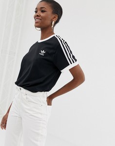 Черная футболка с тремя полосками adidas Originals adicolour - Черный