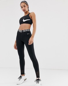 Черные леггинсы с сетчатыми вставками Nike - Pro Training - Черный