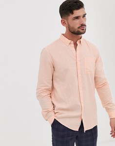Льняная рубашка персикового цвета River Island - Оранжевый