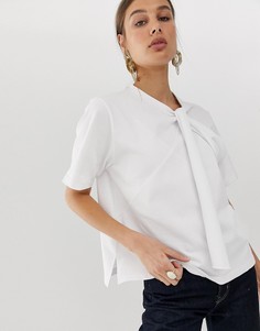 Футболка с узлом спереди ASOS WHITE - Белый