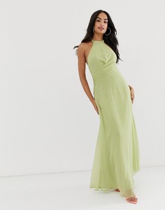 Платье макси с высоким воротом и драпировкой на талии ASOS DESIGN - Мульти