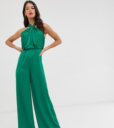 Комбинезон с бретелью через шею и сборками ASOS EDITION Tall - Розовый