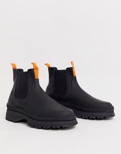 Черные кожаные ботинки челси на массивной подошве ASOS DESIGN - Черный