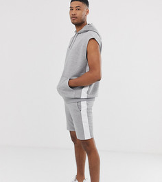 Oversize-худи без рукавов и серые меланжевые шорты с полосками по бокам ASOS DESIGN Tall - Серый