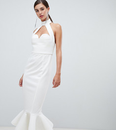 Облегающее платье халтер с цепочкой ASOS DESIGN Tall Premium - Белый