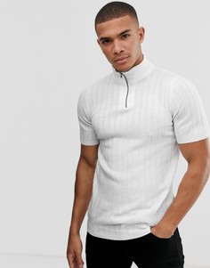 Белая обтягивающая футболка с короткой молнией ASOS DESIGN - Белый