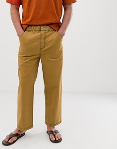 Свободные брюки горчичного цвета с контрастными строчками ASOS WHITE - Желтый
