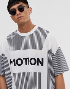 Oversize-футболка в вертикальную полоску с принтом ASOS DESIGN - Белый