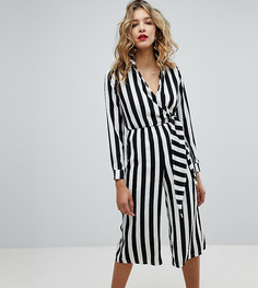 Комбинезон в полоску с запахом Missguided - Белый