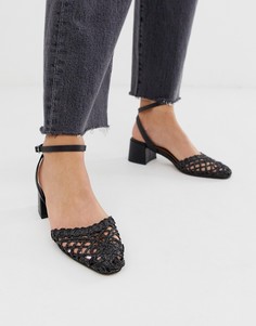 Черные плетеные туфли на среднем каблуке ASOS DESIGN - Sergeant - Черный