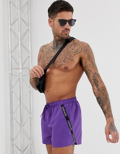 Фиолетовые пляжные шорты с фирменной лентой Calvin Klein - Фиолетовый