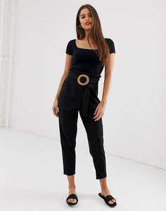 Брюки с поясом ASOS DESIGN - Черный