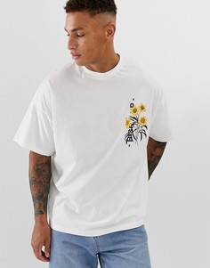 Блестящая oversize-футболка с принтом на груди ASOS DESIGN - Белый