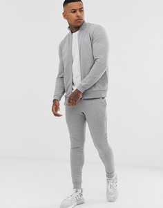 Серый меланжевый спортивный костюм со спортивным топом ASOS DESIGN - Серый