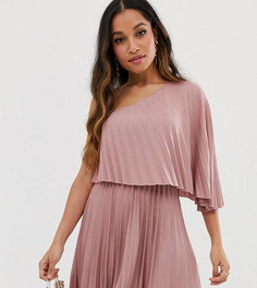 Плиссированное платье мини на одно плечо ASOS DESIGN Petite - Розовый