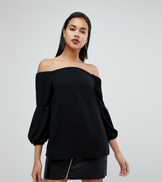 Топ с вырезом лодочкой и пышными рукавами River Island - Красный