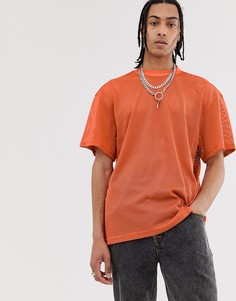 Коралловая сетчатая футболка Weekday Great - Розовый