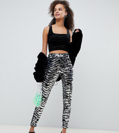 Леггинсы с тигровым узором и пайетками Bershka - Серебряный