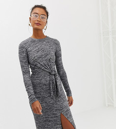 Серое облегающее платье с завязкой Miss Selfridge - Серый