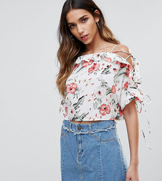 Топ с цветочным принтом и шнуровкой на рукавах Missguided - Мульти