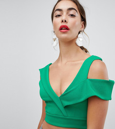 Структурированный кроп-топ с открытыми плечами River Island - Зеленый