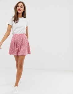Розовая мини-юбка в горошек со складками ASOS DESIGN - Мульти