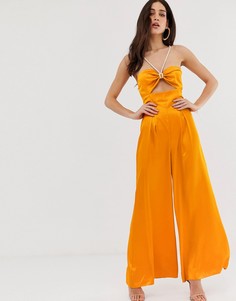 Комбинезон с вырезами и веревочной отделкой ASOS DESIGN - Желтый