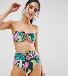 Бикини-топ бандо с банановым принтом и люверсами Missguided - Мульти