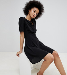 Чайное платье с кружевной отделкой Miss Selfridge - Черный