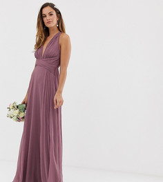 Платье макси со сборками на лифе и запахом на поясе ASOS DESIGN Bridesmaid - Фиолетовый