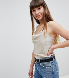 Топ металлик с драпированным вырезом New Look - Золотой