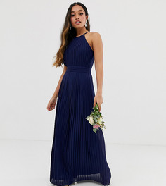 Темно-синее платье макси с американской проймой эксклюзивно от TFNC Petite bridesmaid - Темно-синий