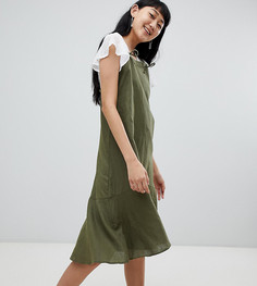 Платье хаки на бретельках с добавлением льна Pull&Bear - Зеленый