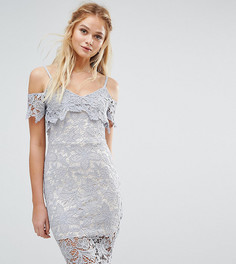 Ажурное платье миди с открытыми плечами Boohoo - Синий