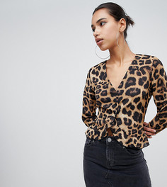 Блузка с баской и леопардовым принтом Boohoo - Мульти
