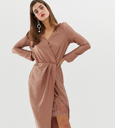Розовое платье с запахом и кружевной отделкой River Island - Розовый