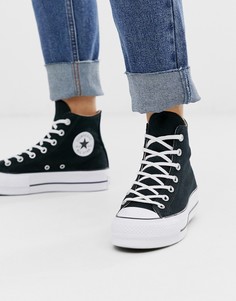 Черные высокие кеды на платформе Converse - Chuck Taylor - Черный