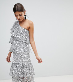 Ярусное платье миди на одно плечо Missguided - Белый