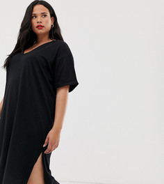 Черное oversize платье-футболка Boohoo Plus - Черный