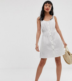 Повседневное платье мини на кнопках спереди ASOS DESIGN Petite - Белый