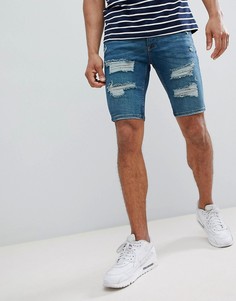 Рваные джинсовые шорты скинни River Island - Синий